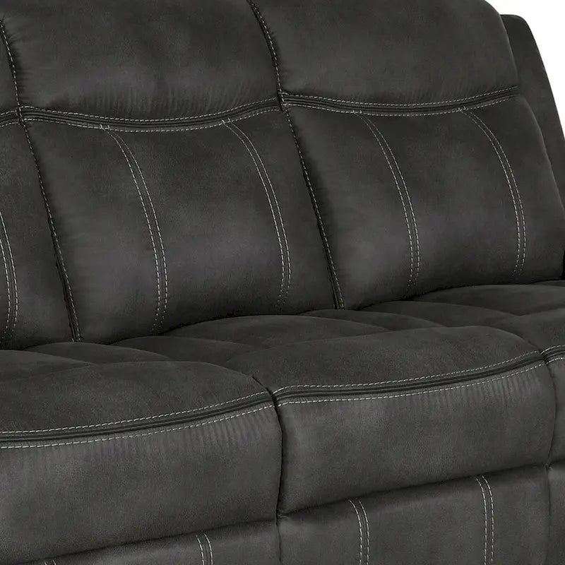 85 Inch Motion Manual Recliner Sofa, Gel Memory Foam Black Faux Leather