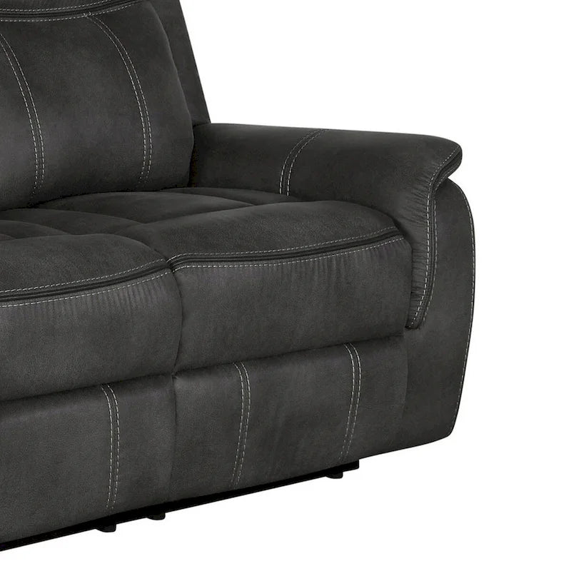 85 Inch Motion Manual Recliner Sofa, Gel Memory Foam Black Faux Leather