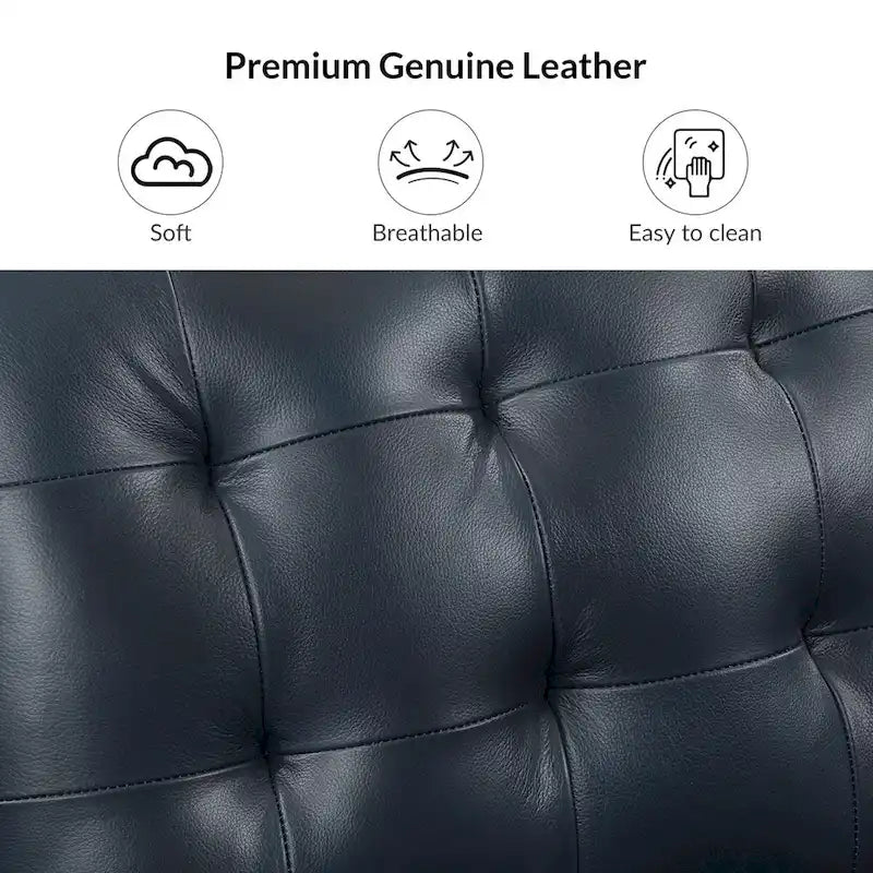 Genuine Leather Sectional Sofa with Tufted Design