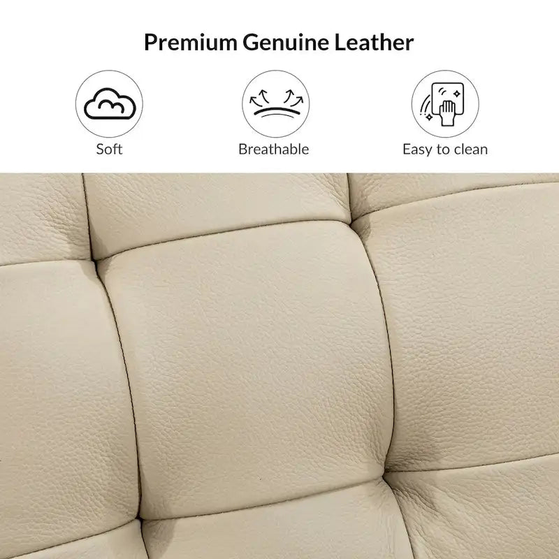 Genuine Leather Sectional Sofa with Tufted Design