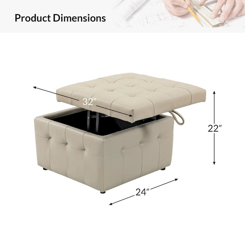 Genuine Leather Sectional Sofa with Tufted Design