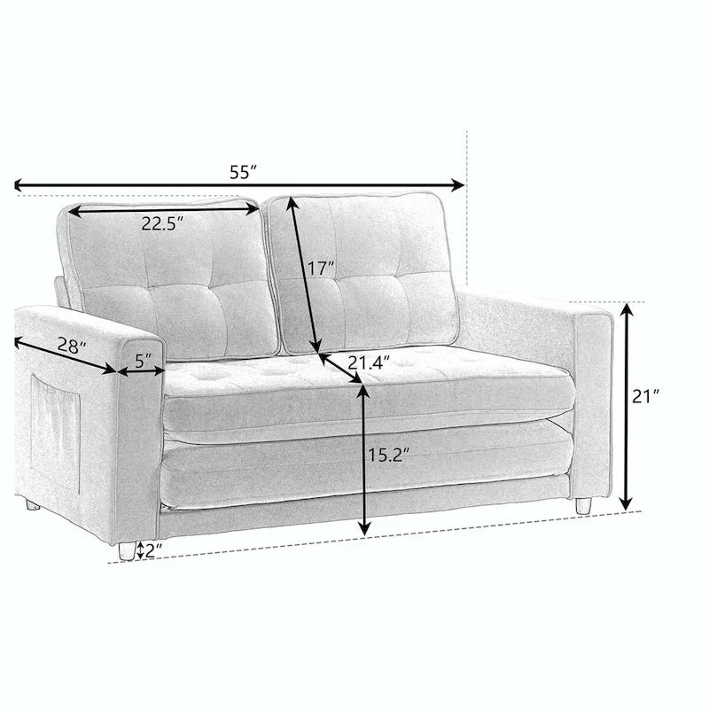 3-Fold Convertible Futon Sofa Bed