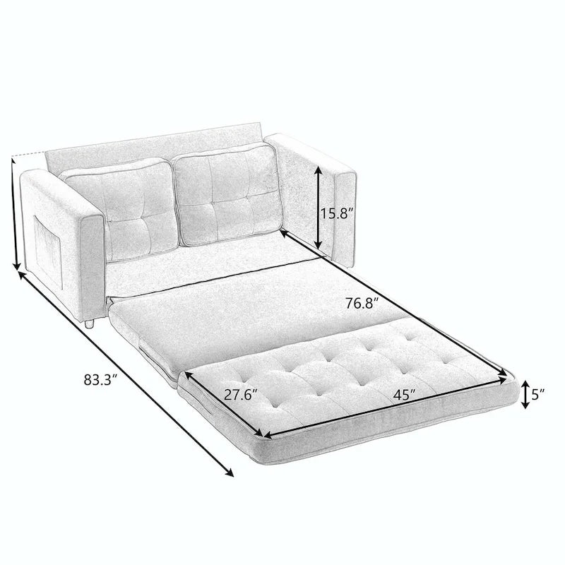 3-Fold Convertible Futon Sofa Bed
