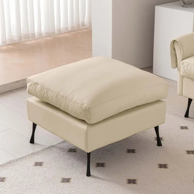 104.5" Modern Technical Leather L-Shaped Sofa with Ottoman