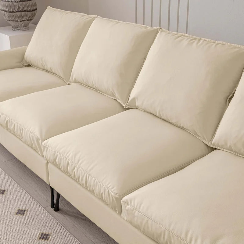104.5" Modern Technical Leather L-Shaped Sofa with Ottoman