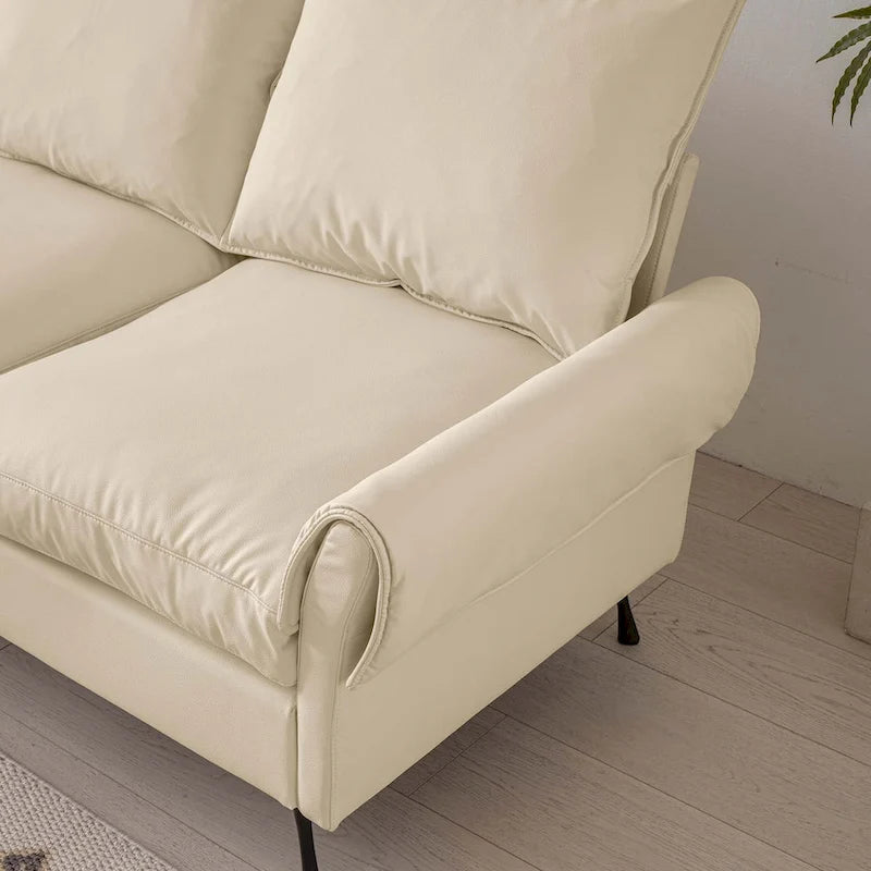 104.5" Modern Technical Leather L-Shaped Sofa with Ottoman