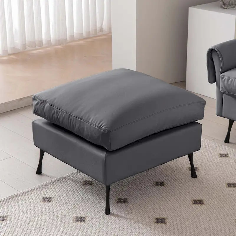 104.5" Modern Technical Leather L-Shaped Sofa with Ottoman