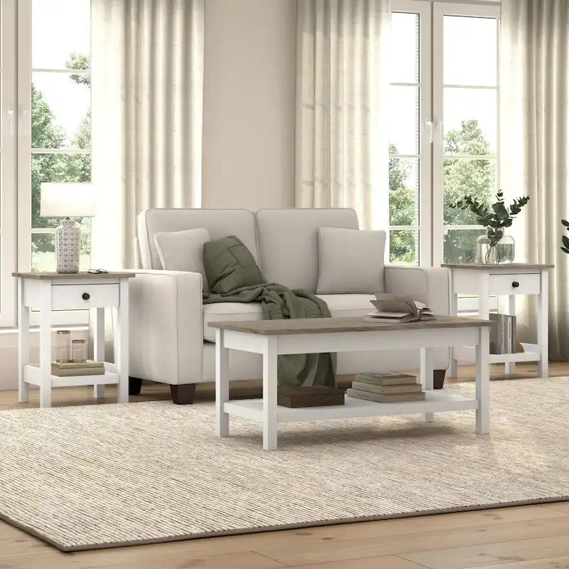 Farmhouse Coffee Table with End Tables