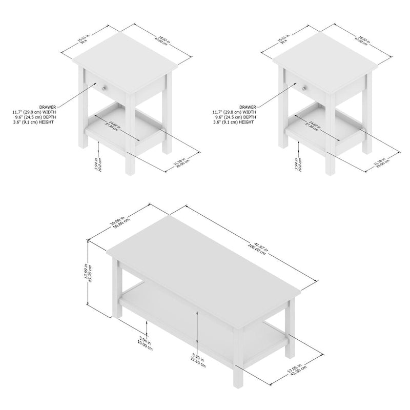 Farmhouse Coffee Table with End Tables