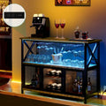47 Wine Bar Cabinet with LED Lights Power Outlets Industrial Coffee Bar Cabinet - 47.2L x 15.7W x 33.4H