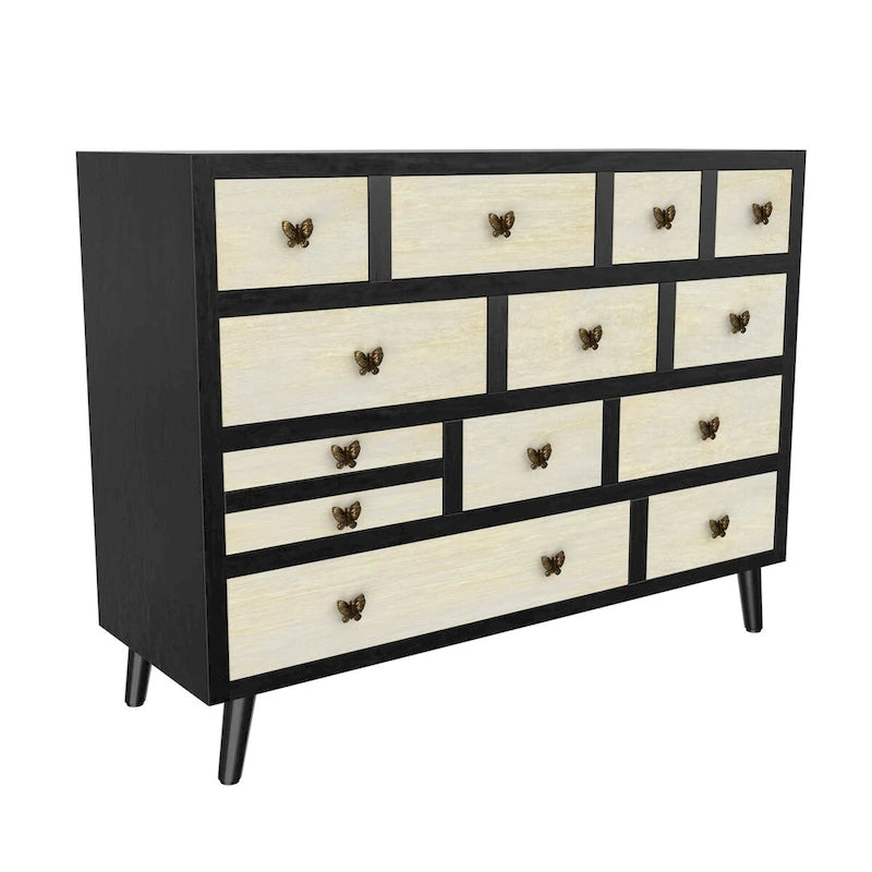 13-Drawer Sideboard in Ebony and Washed Ivory