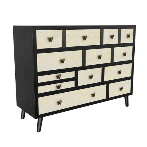 13-Drawer Sideboard in Ebony and Washed Ivory
