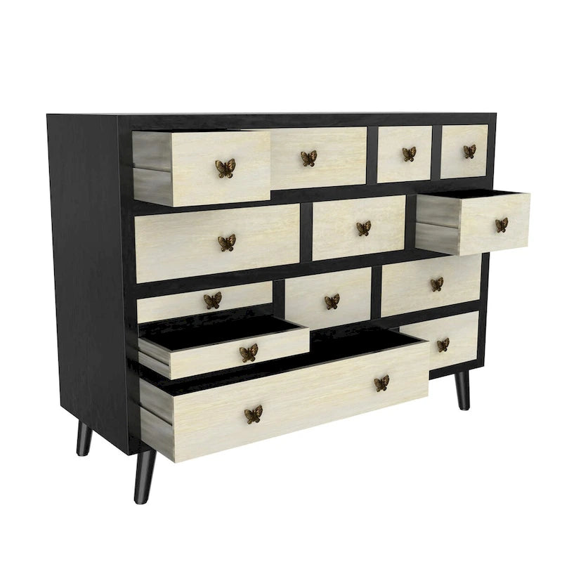 13-Drawer Sideboard in Ebony and Washed Ivory