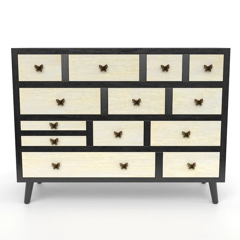 13-Drawer Sideboard in Ebony and Washed Ivory