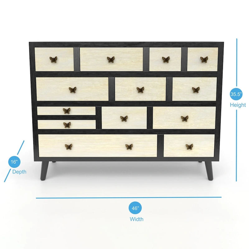 13-Drawer Sideboard in Ebony and Washed Ivory