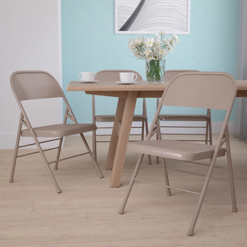 4-Pack Metal Folding Chair, Triple Braced & Double Hinged