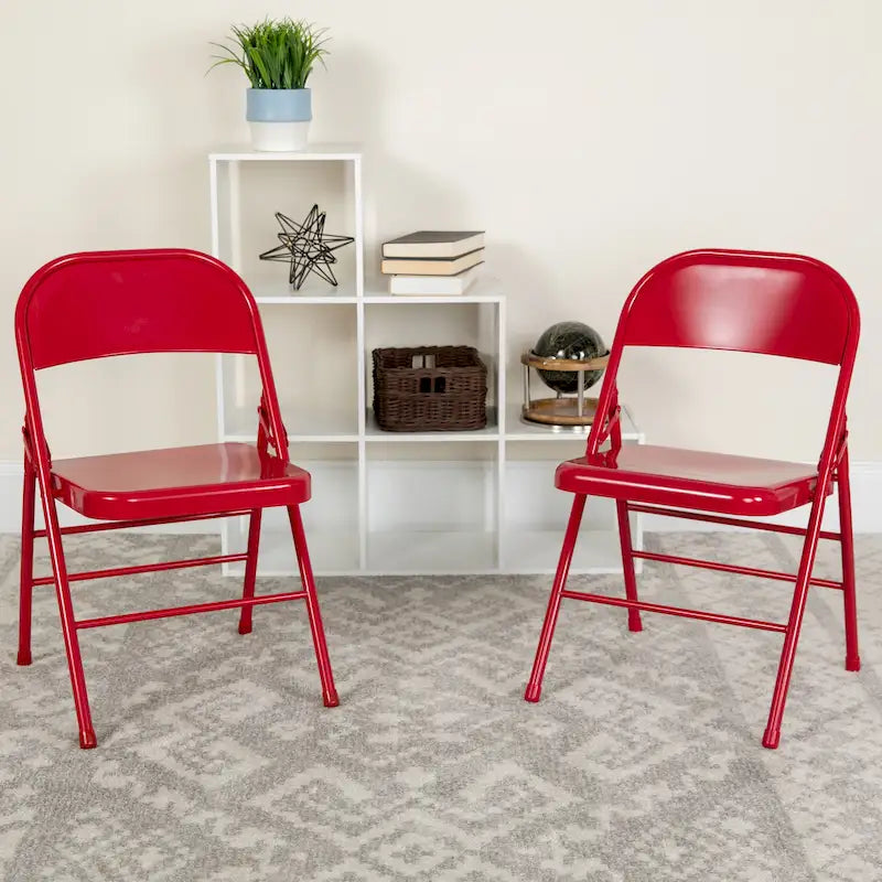 4-Pack Metal Folding Chair, Triple Braced & Double Hinged