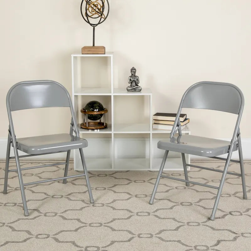 4-Pack Metal Folding Chair, Triple Braced & Double Hinged