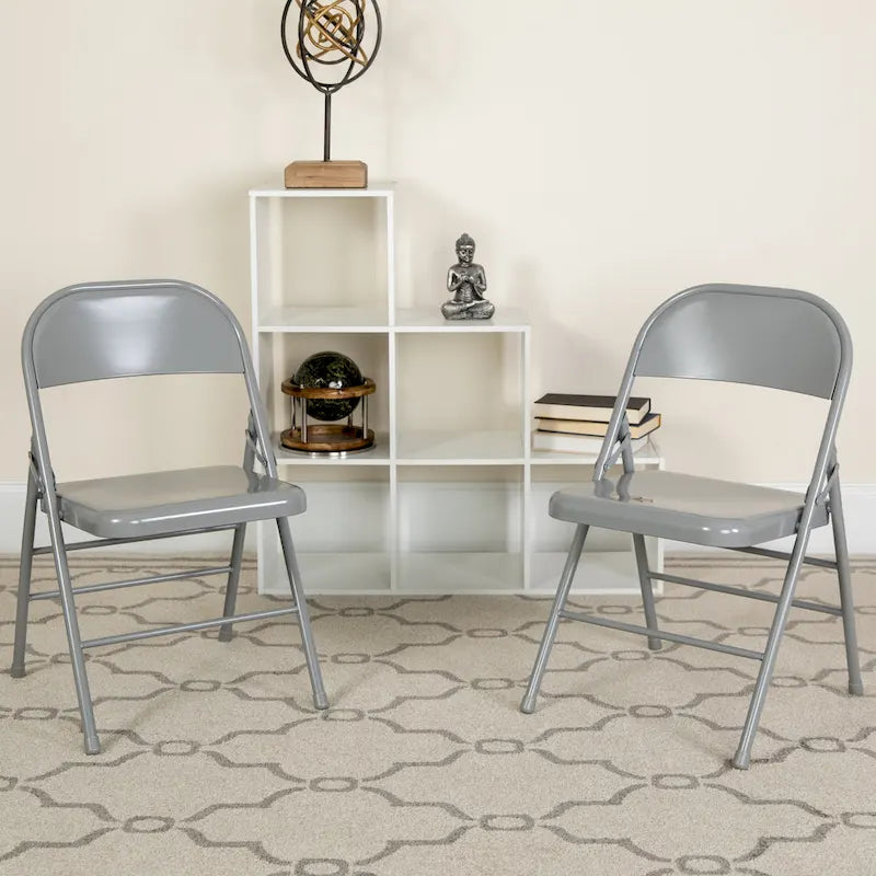 4-Pack Metal Folding Chair, Triple Braced & Double Hinged