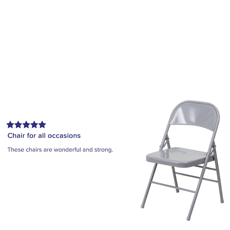4-Pack Metal Folding Chair, Triple Braced & Double Hinged