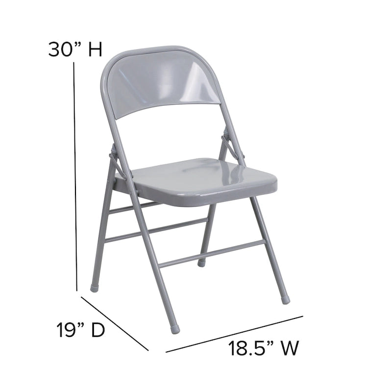 4-Pack Metal Folding Chair, Triple Braced & Double Hinged