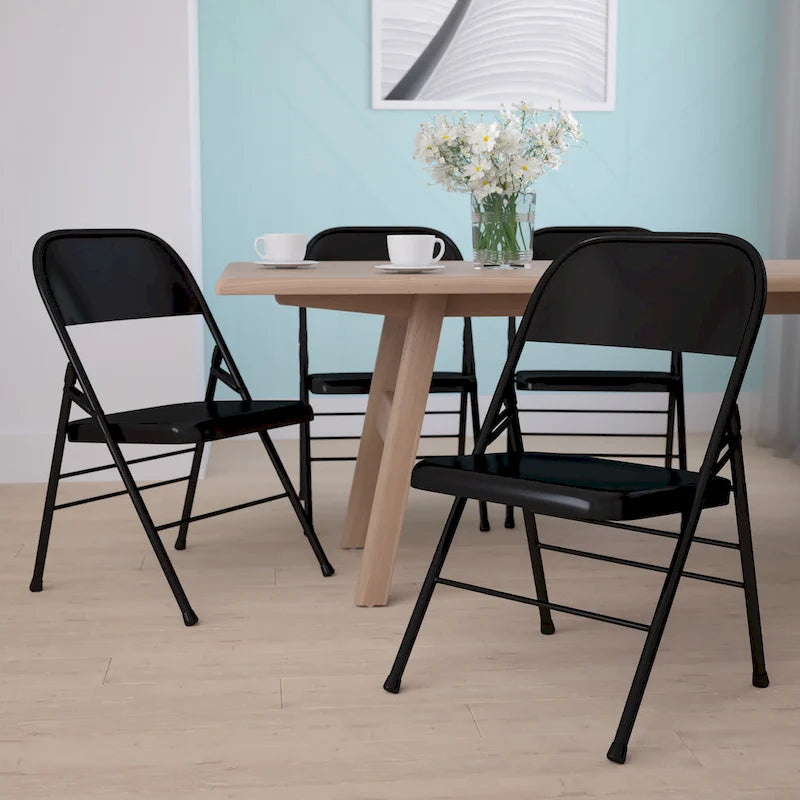 4-Pack Metal Folding Chair, Triple Braced & Double Hinged