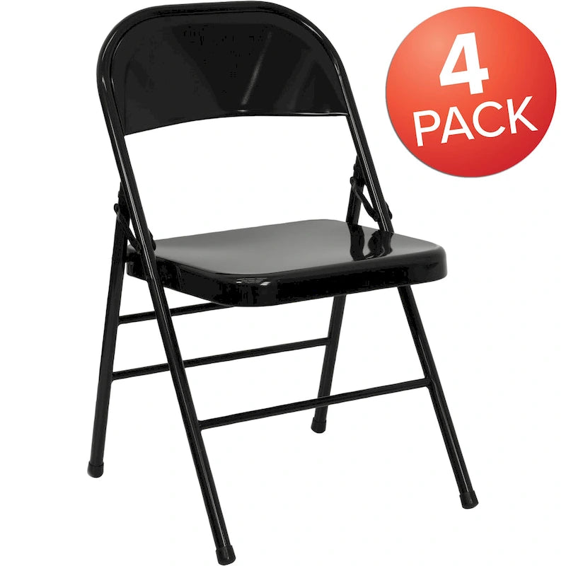 4-Pack Metal Folding Chair, Triple Braced & Double Hinged