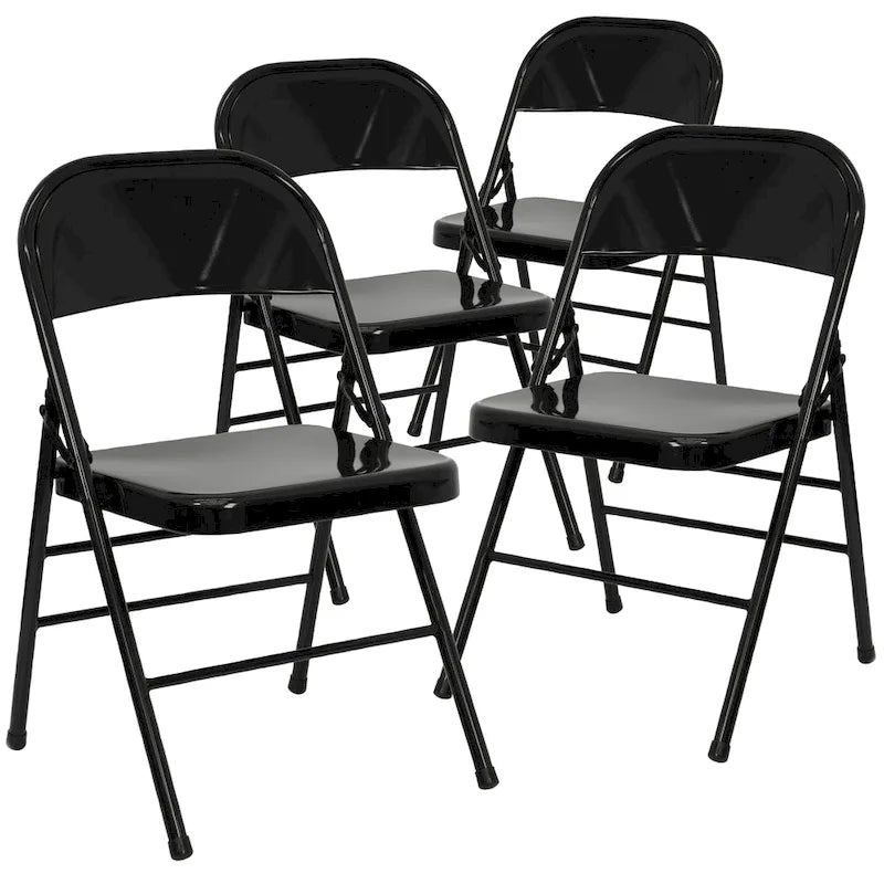 4-Pack Metal Folding Chair, Triple Braced & Double Hinged