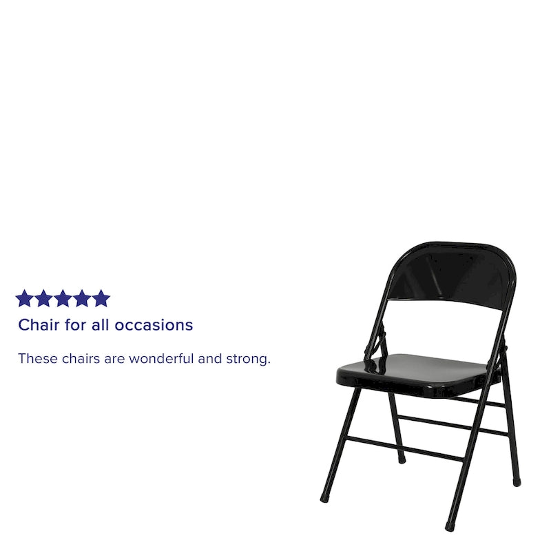 4-Pack Metal Folding Chair, Triple Braced & Double Hinged