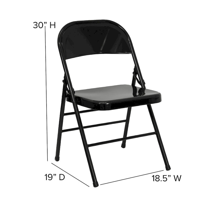 4-Pack Metal Folding Chair, Triple Braced & Double Hinged