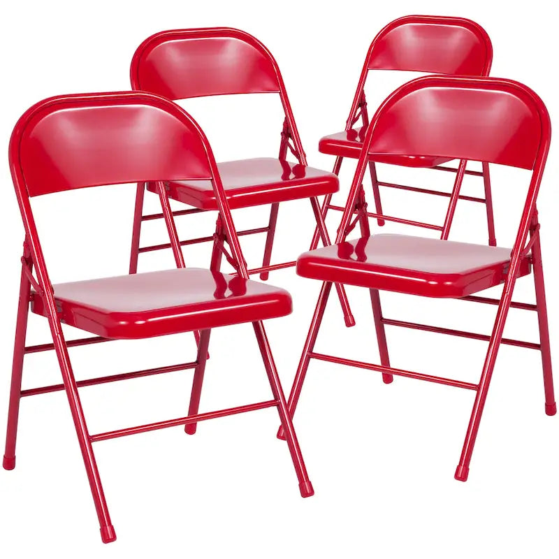 4-Pack Metal Folding Chair, Triple Braced & Double Hinged