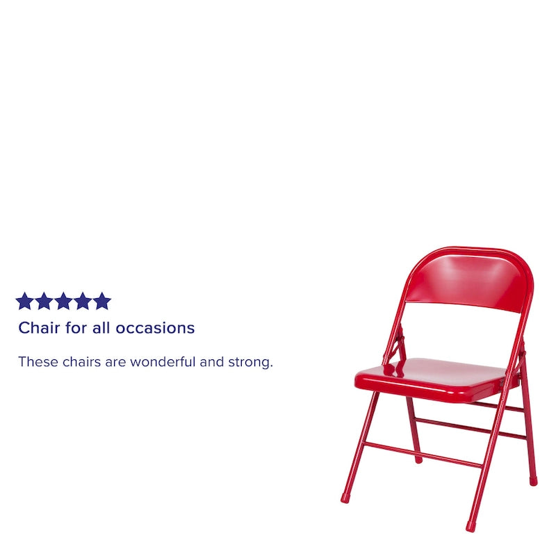 4-Pack Metal Folding Chair, Triple Braced & Double Hinged