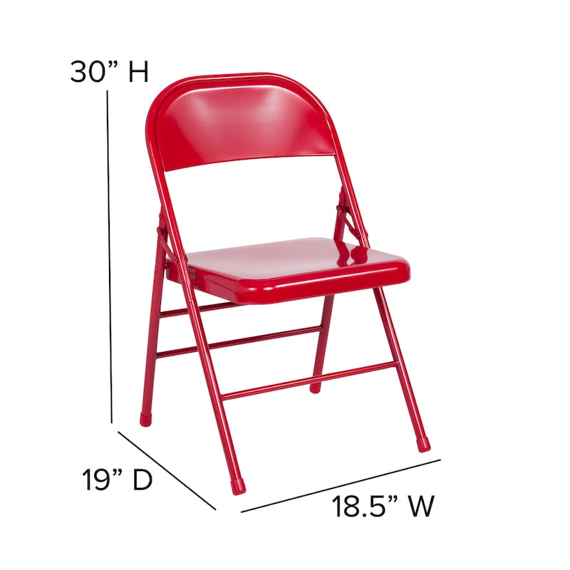 4-Pack Metal Folding Chair, Triple Braced & Double Hinged