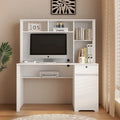 Home Office Desk with Bookshelf, Drawers, AC Outlets & USB Ports