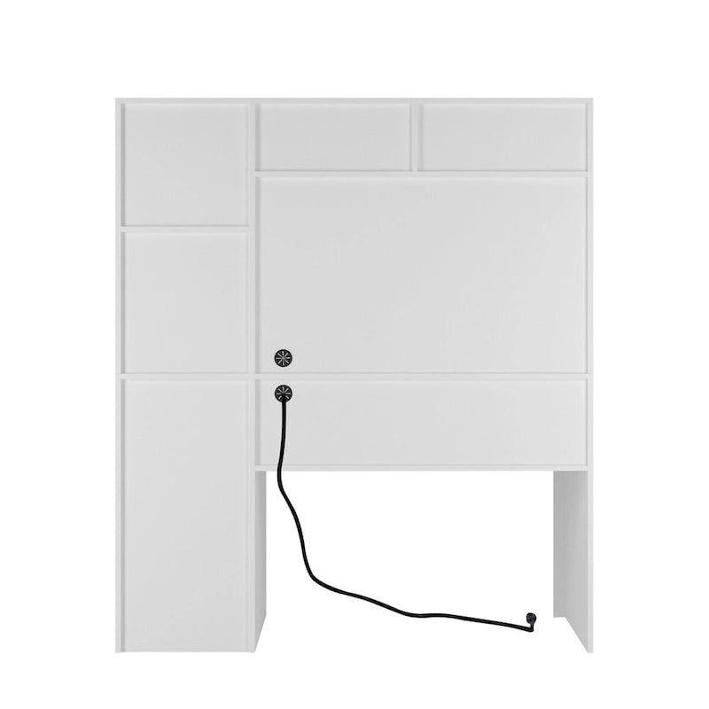 Home Office Desk with Bookshelf, Drawers, AC Outlets & USB Ports
