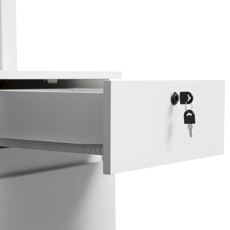 Home Office Desk with Bookshelf, Drawers, AC Outlets & USB Ports