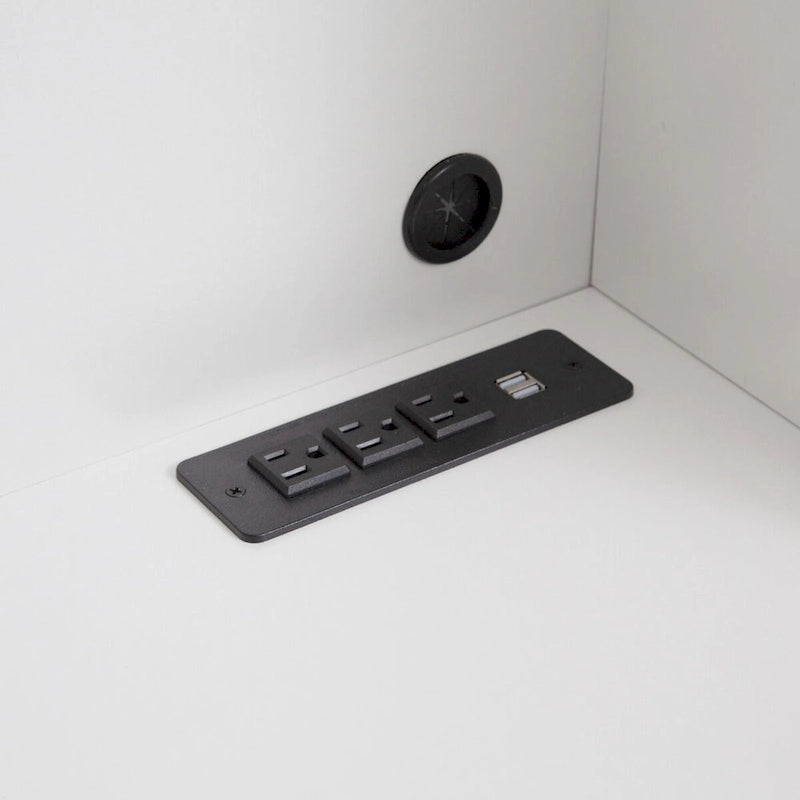 Home Office Desk with Bookshelf, Drawers, AC Outlets & USB Ports
