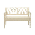 Wood Distressed Bench with Arched Design Back and Turned Legs - Black or White