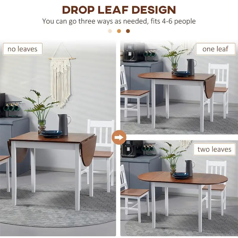 Solid Wood Drop Leaf Folding Dining Table