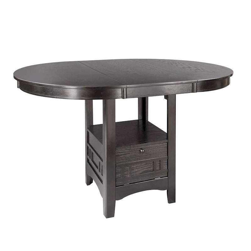 Round Wooden Dining Table with Storage Space in Gray