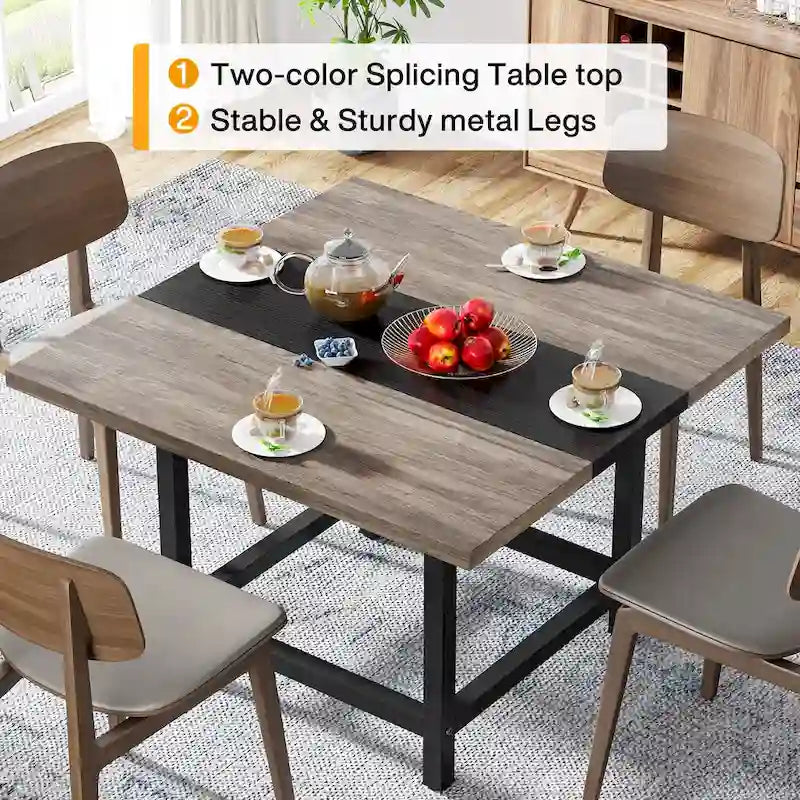 Square Conference Table for 4, 40-Inch Wood Desk for Home Office