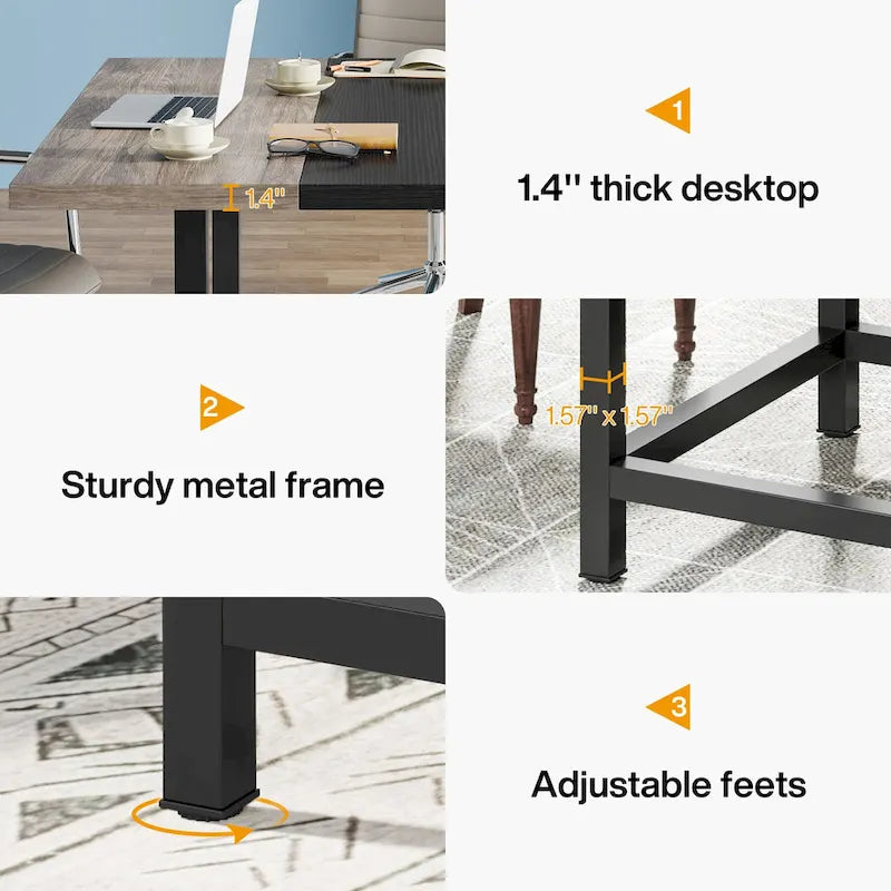 Square Conference Table for 4, 40-Inch Wood Desk for Home Office
