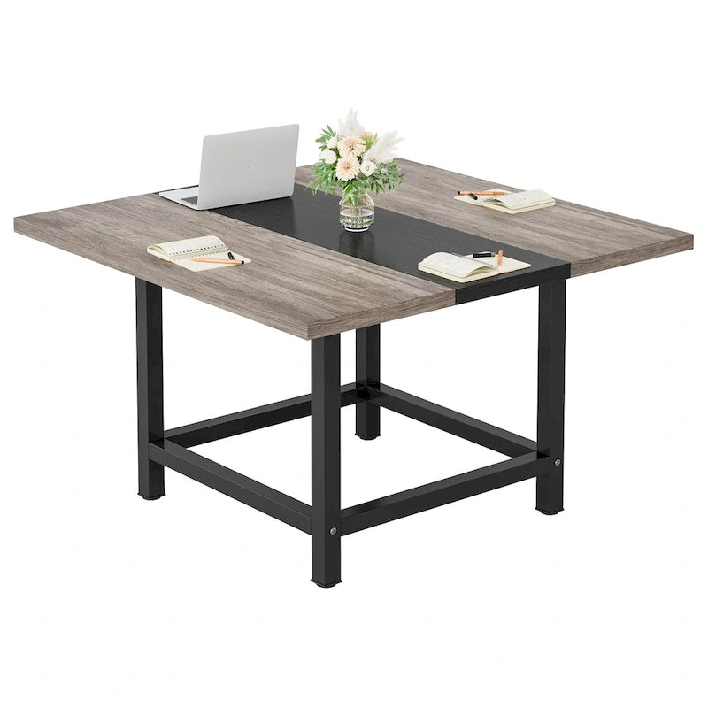 Square Conference Table for 4, 40-Inch Wood Desk for Home Office