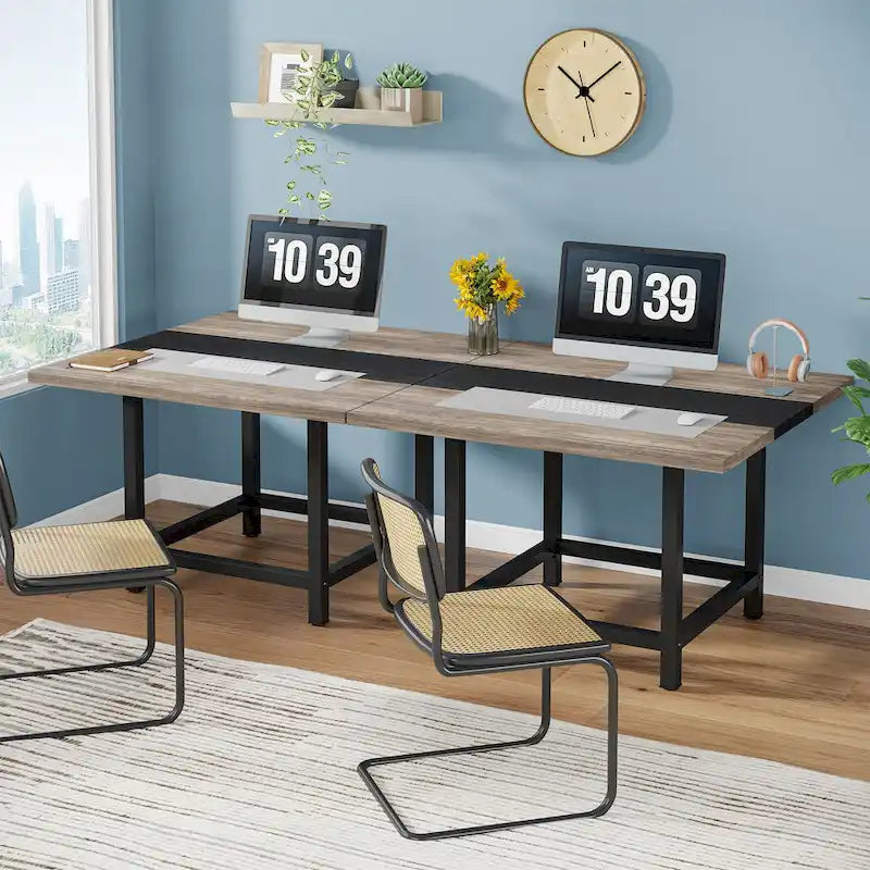Square Conference Table for 4, 40-Inch Wood Desk for Home Office