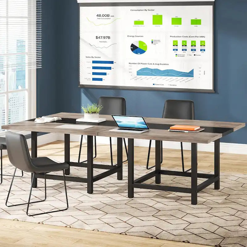 Square Conference Table for 4, 40-Inch Wood Desk for Home Office
