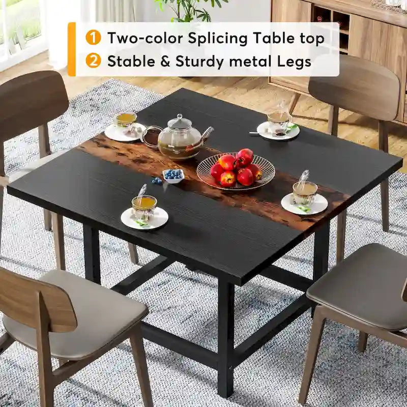Square Conference Table for 4, 40-Inch Wood Desk for Home Office