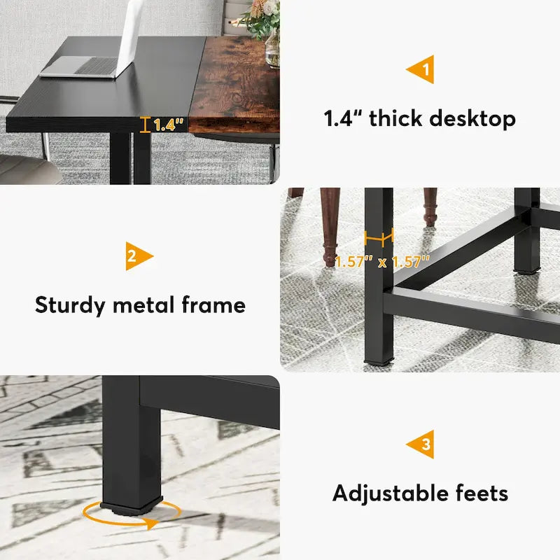 Square Conference Table for 4, 40-Inch Wood Desk for Home Office