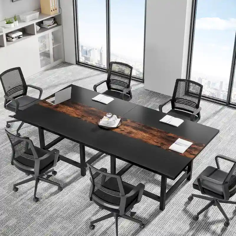 Square Conference Table for 4, 40-Inch Wood Desk for Home Office