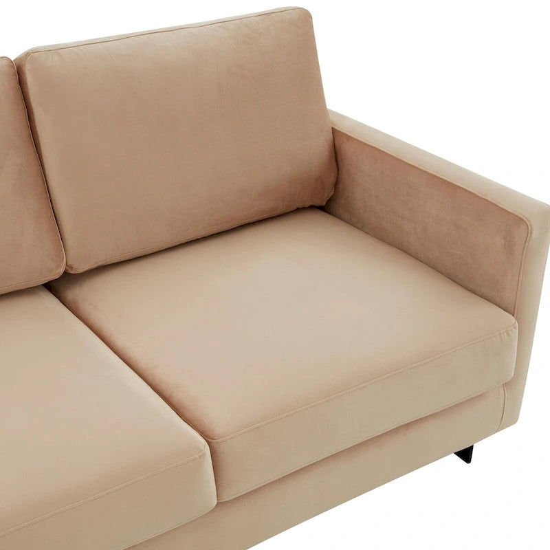 3-Seater Upholstered Velvet Sofa with Black Stainless-Steel Base