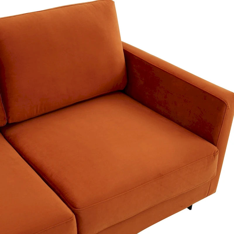 3-Seater Upholstered Velvet Sofa with Black Stainless-Steel Base